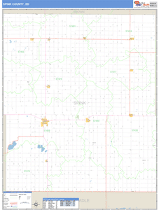 Spink County, South Dakota Zip Code Wall Map