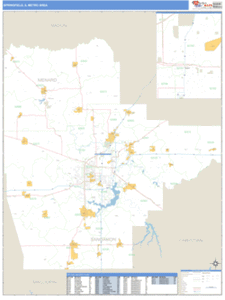 Springfield, Illinois Metro Area Wall Map