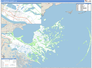 St. Bernard County, Louisiana Zip Code Wall Map