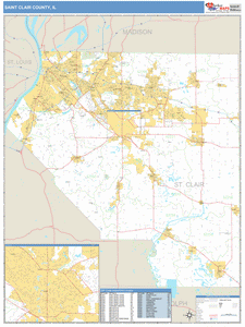 St. Clair County, Illinois Zip Code Wall Map