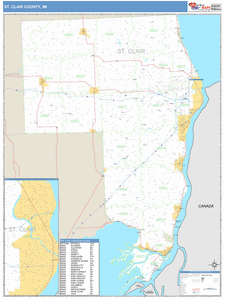 St. Clair County, Michigan Zip Code Wall Map