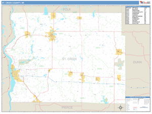 St Croix County, Wisconsin Zip Code Wall Map