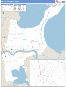 St. John Baptist County, Louisiana Zip Code Wall Map