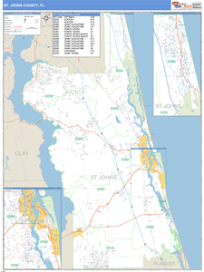 St. Johns County, Florida Zip Code Wall Map