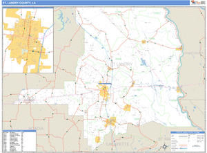 St. Landry County, Louisiana Zip Code Wall Map