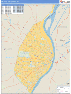 St. Louis County, Missouri Zip Code Wall Map