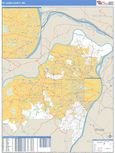 St. Louis County, Missouri Zip Code Wall Map