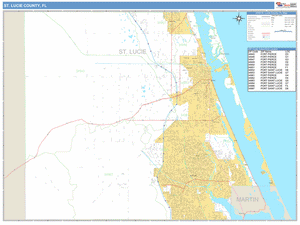St. Lucie County, Florida Zip Code Wall Map