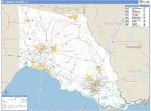 St. Tammany County, Louisiana Zip Code Wall Map