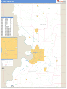 St. Joseph, Missouri Metro Area Wall Map
