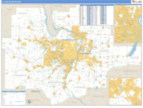 St. Louis, Missouri Metro Area Wall Map Market Maps (IDI)