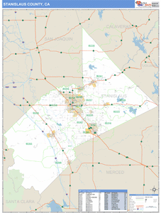Stanislaus County, California Zip Code Wall Map