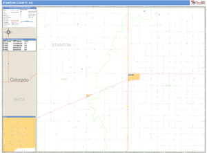 Stanton County, Kansas Zip Code Wall Map