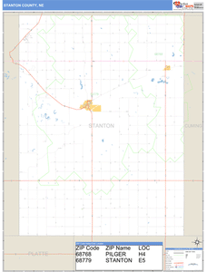 Stanton County, Nebraska Zip Code Wall Map