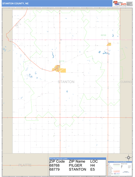 Stanton County, Nebraska Zip Code Wall Map Market Maps (IDI)
