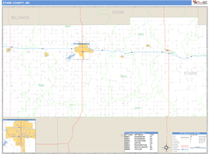 Stark County, North Dakota Zip Code Wall Map