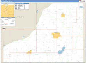 Starke County, Indiana Zip Code Wall Map