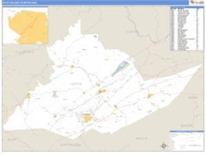State College, Pennsylvania Metro Area Wall Map