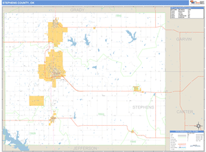 Stephens County, Oklahoma Zip Code Wall Map