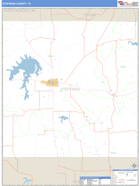 Stephens County, Texas Zip Code Wall Map Market Maps (IDI)