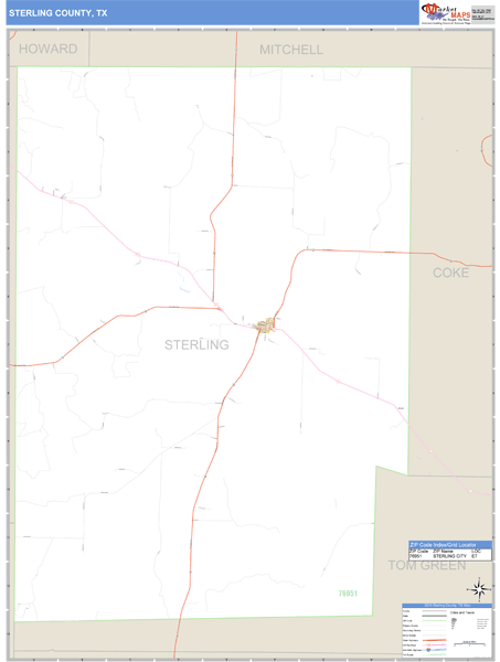 Sterling County, Texas Zip Code Wall Map Market Maps (IDI)