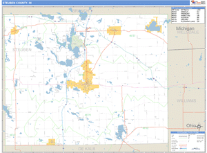 Steuben County, Indiana Zip Code Wall Map