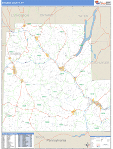 Steuben County, New York Zip Code Wall Map