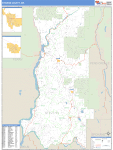 Stevens County, Washington Zip Code Wall Map