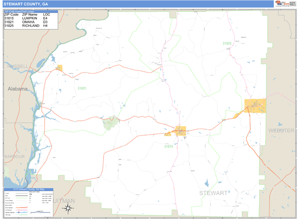 Stewart County, Georgia Zip Code Wall Map Market Maps (IDI)