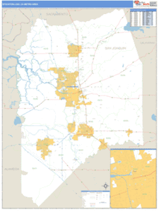 Stockton-Lodi, California Metro Area Wall Map