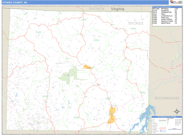 Stokes County, North Carolina Zip Code Wall Map Market Maps (IDI)