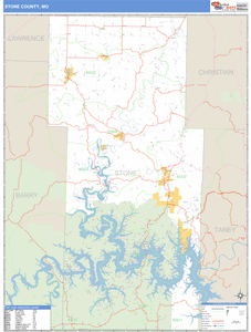 Stone County, Missouri Zip Code Wall Map