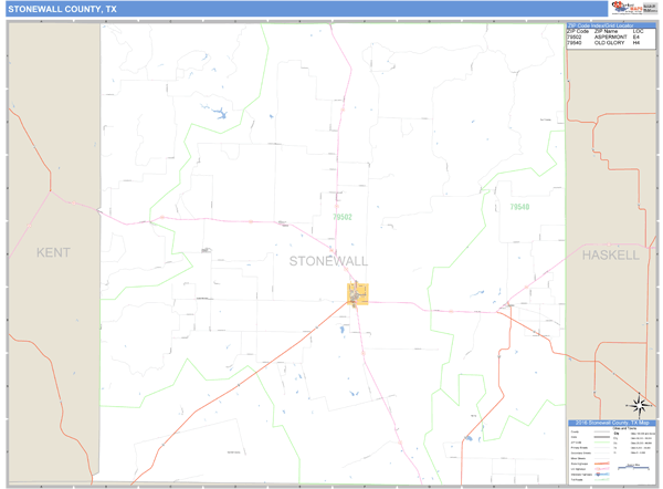 Stonewall County, Texas Zip Code Wall Map Market Maps (IDI)