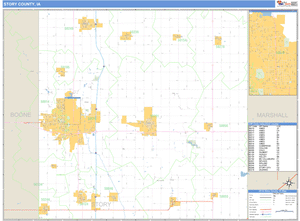 Story County, Iowa Zip Code Wall Map