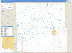 Stutsman County, North Dakota Zip Code Wall Map