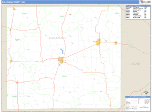 Sullivan County, Missouri Zip Code Wall Map