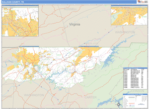 Sullivan County, Tennessee Zip Code Wall Map