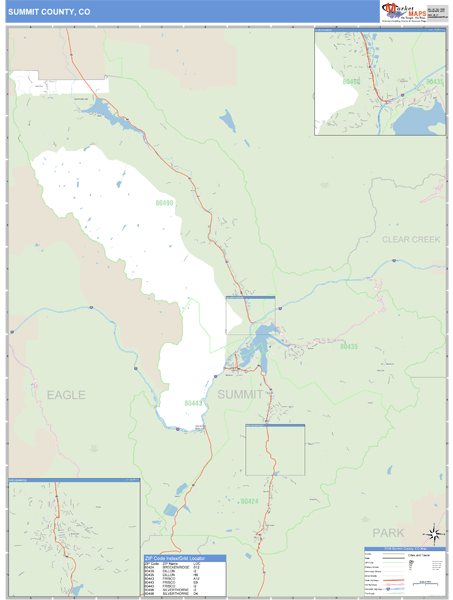 Summit County, Colorado Zip Code Wall Map Market Maps (IDI)