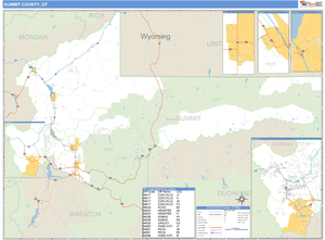 Summit County, Utah Zip Code Wall Map