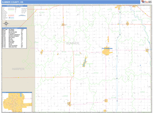 Sumner County, Kansas Zip Code Wall Map