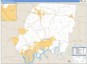 Sumner County, Tennessee Zip Code Wall Map