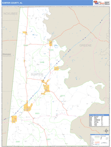 Sumter County, Alabama Zip Code Wall Map