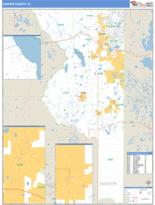 Sumter County, Florida Zip Code Wall Map
