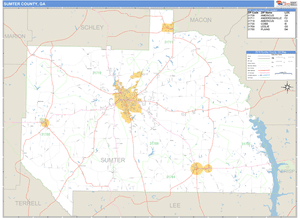 Sumter County, Georgia Zip Code Wall Map