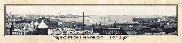 Historic Panorama of Boston, MA, Harbor 1912 Surf to Summitt