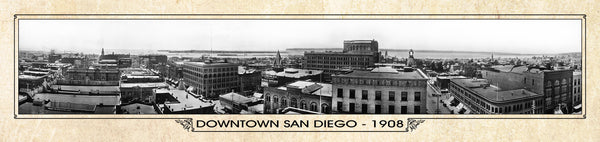 Historic Panorama of Downtown San Diego, CA 1908 Surf to Summitt