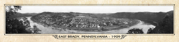 Historic Panorama of East Brady, PA, 1909 Surf to Summitt