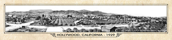 Historic Panorama of Hollywood, CA, 1929 Surf to Summitt