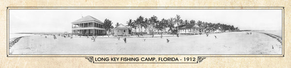 Historic Panorama of Long Key Fishing Camp, Florida, 1912 Surf to Summitt