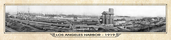 Historic Panorama of Los Angeles, CA, Harbor, 1919 Surf to Summitt